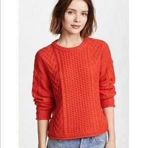 Madewell Cableknit Pullover Poppy Crew Sweater